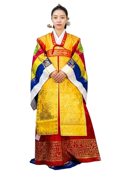 조선 궁중 색동 황원삼